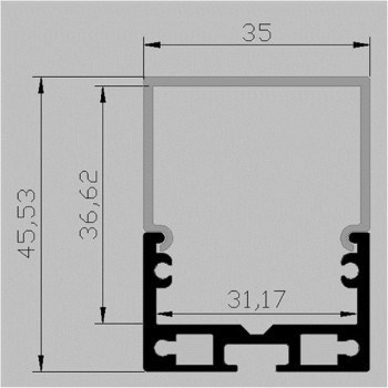 LED Alu Profil Q-3545 inkl. Abdeckung matt 2000mm