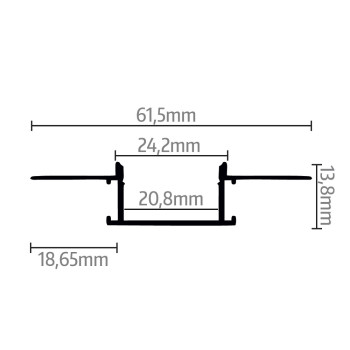 LED Alu Unterputz Profil U-6114 inkl. Abdeckung matt 2000mm